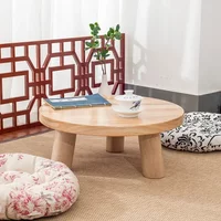Simple and Modern Bay Window Bedroom Small Solid Wood Mini Round Low Table Tatami Rice Small Coffee Tea Table Ground Tables