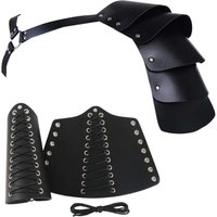 Medieval Man Black PU Leather Harness Armour Gothic Shoulder Armor Viking Warrior Knight Cosplay Costume Renaissance Accessories