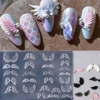 H7EB Flexible Nails Mould Wing Nails Art Template Moulds Silicone Texture Suitable for Beauticians and Art Learners