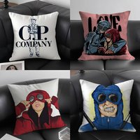 Fashion C_C And P C_Company Pillow Case Home Dorm Chair Back Short Plush Double-sided Printing Office Nap Time Cushion Cover