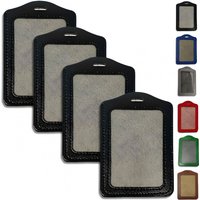 4 Leather Badge Holder Support Social Card Protection Briefcase