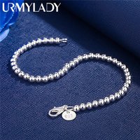 Christmas gifts charm 925 Sterling Silver Bracelet 4MM beads chain for woman Popular brands jewelry fashion Wedding party