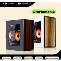 WJCOOLMAN Craftsman 3 MTAX PC case Glass transparent wooden strips panel gabinetes gamers desktop business computer mini case