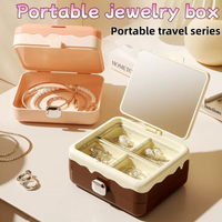 1 pc Portable Mini Jewelry Box with Mirror Travel Jewelry Organizer Case