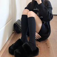 Women'S Knitted Socks Solid Color Vertical Bar Warm Knee Length Harajuku Fashion Lolita Knee-High – With Strip Stripes