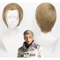 Cosplay Wig Final Fantasy Anime Wig Rufus Shinra Blonde FF7 Anime Game Role-Play Wig Male Slicked Back Hair Anime Synthetic Wig
