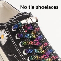 Colorful Shoe Laces Without Ties Prints Elastic Shoelaces For Sneakers Metal Press Lock Lazy Shoes Lace Accessories 1 Pair