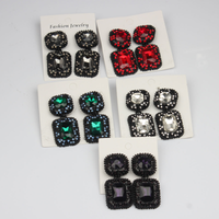Retro crystal gemstone-set diamond earrings, alloy exaggerated earrings, elegant accessories for women