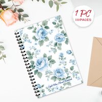 Blue Flower Notebook,Journal,Blank Lined Pages,Ideal Gift for Note-Taking, Inspiring for Men and Women, Perfect for Students