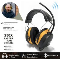 NEW Upgraded Bluetooth 5.3 Hearing Protection Headphones with FM Radio 25dB NRR Safety Earmuffs for Mowing, Workshops