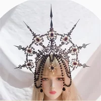 Costume Cosplay Lolita Gothic KC Halo Crown Headpiece Spike Tiara Sun Goddess Devil Headband Halloween Punk Hair Accessories