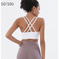 SOISOU Nylon Top Women Bra Sexy Top Woman Breathable Underwear Women Fitness Yoga Sports Bra For Women Gym 30 Colors image 4