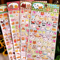 4 pcs/8 pcs Cute Bears Dessert Food 3D Puffy Stickers Adhesive Sticker DIY Diary Stationery Sticker Gift School Office Supplies