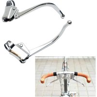 1 Pair Stainless Steel Bike Brake Lever Bent Bar Retro Fixed Gear Brake Silver Road Handlebar Brake