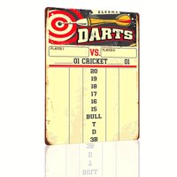 Vintage Dart Scoreboard Metal Sign - Retro Wall Decor for Home, Bar & Outdoor Spaces, Yellow, , "Darts vs Cricket" Design with