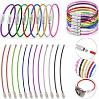 5/10/20/40PCS Trendy Stainless Steel Wire Keychains Random Mix Color Key Organization Props Backpack Decoration Hanging Ring ZYF