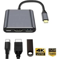 3 In 1 Type C Hub USB 3.0 HDMI-compatible Splitter PD Charging Adapter Male To Female Extension Cable Laptop Docking Accessories