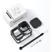 For Insta360 Ace Pro Silicone Case with Lens Cover Easy Access Battery USB Port 11 Molded Cutouts Lanyard Anti Lost Cord