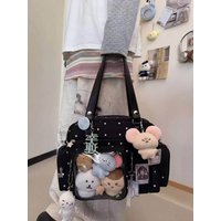 Original Design Small Square Bag with Cute Cat Pendant • Tote Ita Bag • Crossbody & Shoulder Doll Bag • Kawaii E-Girl Style • Kp