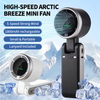 2026 Portable Handheld Turbo Mini Fan Foldable Neck Hanging Fans 5-Speed High-Velocity Airflow, USB Rechargeable 3600mAh