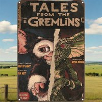 "Nostalgic Horror Christmas: Vintage Metal Tin Sign - Gremlins Movie Gizmo Art for Home Bar & Garage Decor"