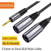 CHOSEAL 3.5mm to 2XLR Male Audio Splitter Y Cable TRS Stereo Microphone Interconnect Cable