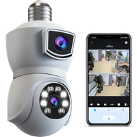 4MP Light Bulb Security Camera, Dual Lens 360° Wi-Fi Home Security Cameras Wireless Outdoor/Indoor Color Night Vision