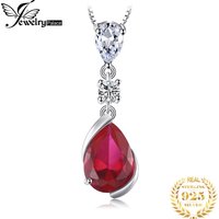 JewelryPalace 2.6ct Pear Created Red Ruby 925 Sterling Silver Pendant Necklace for Woman Fashion Gemstone Jewelry No Chain