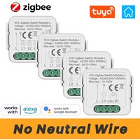 No Neutral Tuya ZigBee 3.0 Smart Switch Module 1 2 3 4 Gang Wire Required Smart Home DIY Light Breaker Works with Alexa Google