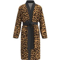 2026 new men's home robe 3D digital full-print leopard print casual bathrobe spring and summer thin quick-drying home robe with