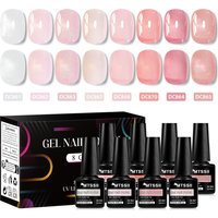8pcs Nude Jelly Gel Nail Polish Set With Box Translucent Color Semi Permanent Soak Off UV LED Gel Varnish Nail Supplies Manicure