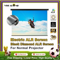 New Motorized Electric Drop Down Black Diamond ALR Projection Screen Wall Mount 150inch 16:9 4K Projection for Normal Projector