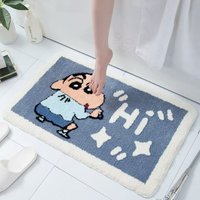 Crayon Shinchan Rug Non-Slip Thick Faux Wool Carpet for Bedroom Bedside Floor Mirror Mat
