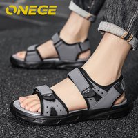 A Pair of Simple, Lightweight, New Breathable Sandals, Summer Style, Non-Slip Driving Shoes for Men, Beach Shoes, Wear-Resistant, Large Size, Velcro Shoes