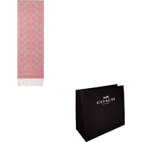 COACH Brand Logo Cashmere Knit Scarves Unisex Authentic Pink CB692 XG6