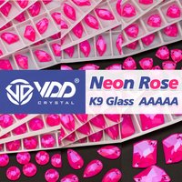 VDD Top qualité AAAAA K9 néon Rose verre coudre sur strass couture cristal clair Flatback pierres pour vêtements décorations de vêtements