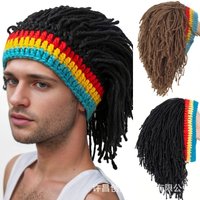 Handmade Quirky Headgear Dreadlock Knit Hat Hip-Hop Party Hat Trendy Personality Knit Wig Hat for Men and Women