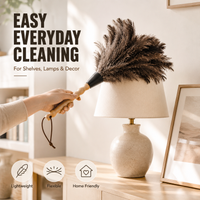 Natural Ostrich Feather Duster Wooden Handle Anti Static Dusting Tool for Bedroom Furniture Bookshelf Car Daily Cleaning