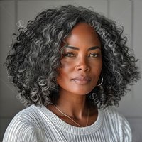 Soul Lady Medium Salt And Pepper Water Wave Short Bob Real Human Hair Brazilian Glueless 5x5 Lace Wigs For Mature Women