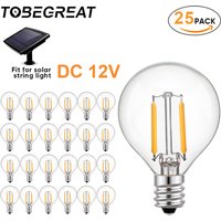 Globe LED Filament Bulb Edison G40 E12 Low Voltage Light Bulbs 1.5W Waterproof Replaceable Bulbs for Outdoor Solar String Lights