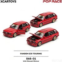 XCARTOYS POP RACE 1/64 Pandem BMW E30 Touring Wagon, Openable Hood Red Diecast Collectible Mini Car