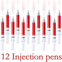 12PCS Red Injection Type Ball Point Pen Doctor Nurse Gift Liquid Pen Color Syringe Pens