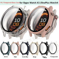 PC+Tempered Glass Case for Oneplus Watch4 Samrt Watch Bumper Protective Full Cover Protector for Oppo Watch X3 Shell Accessorie