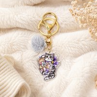 Animal Cat Pom-Pom Keychain for Women Cute Cat Pendant Accessory Anniversary Gift Unique and Fashionable Jewelry for Women