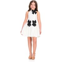 Snvdzo Halter Neck Glitter Bow Pageant Dress Short Flared Mini Flower Girl Dress For Wedding Pageant Holiday Birthday Family