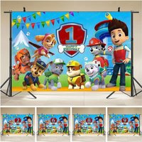 Paw Patrol Birthday Decorations Party Supplies Customized Number Backdrop Photography Background Baby Shower Photo Studio Props