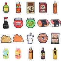 Fast Food Shoe Charms For Adults Silicone Drinks Coffee Shoe Decoration Pins For Women Men Clog Accessories Pins