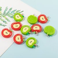 New Arrival 10pcs Resin Cute Mini Colorful Half An Apples Charms For DIY Earrings Necklace Jewelry Accessories Finding