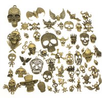 WYSIWYG 40g Antique Bronze Color Zinc Alloy Random Mix Styles Skull Charms DIY Handmade Craft For Jewelry Making