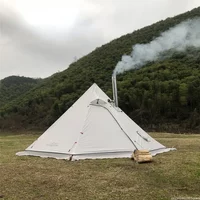 New 3-4 Person Pyramid Tent Shelter Ultralight Outdoor Camping With Snow Skirt With Chimney Hole Hiking Backpacking Tents